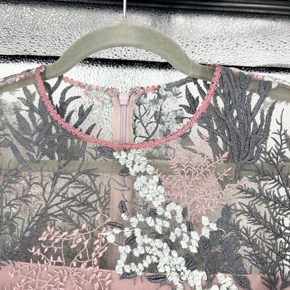 Alexis Jeslyn Embroidered Illusion Long Sleeve Maxi Gown in Marine Embroidery - Picture 7 of 12